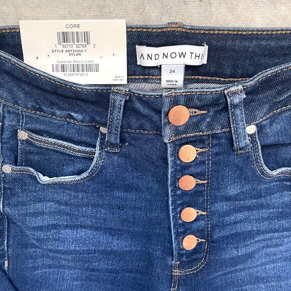 NWT And Now This Hight waist Perfect Skinny Exposed Button Jeans  24 - Picture 3 of 12